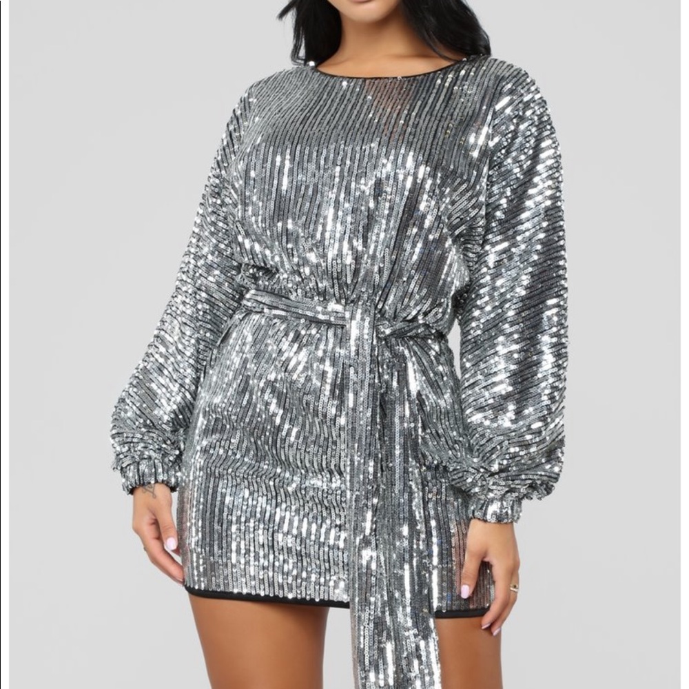 Fashion nova silver sequin dress